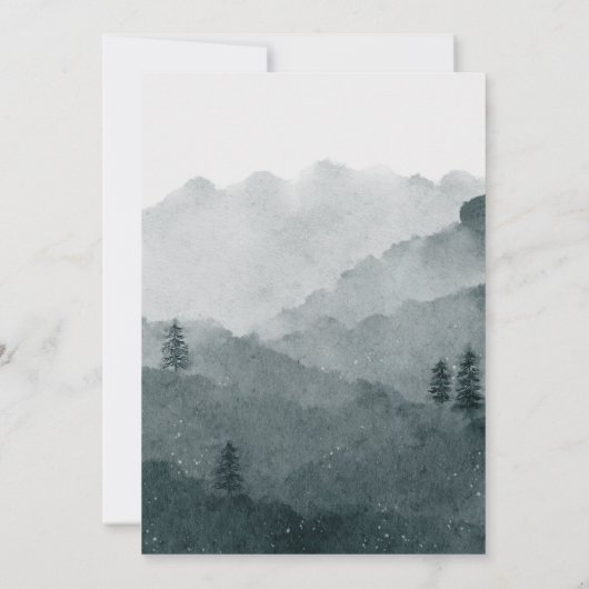 いらっしゃいませ。ウォーターカラー木版冬ベビー誕生 案内状 (裏面)