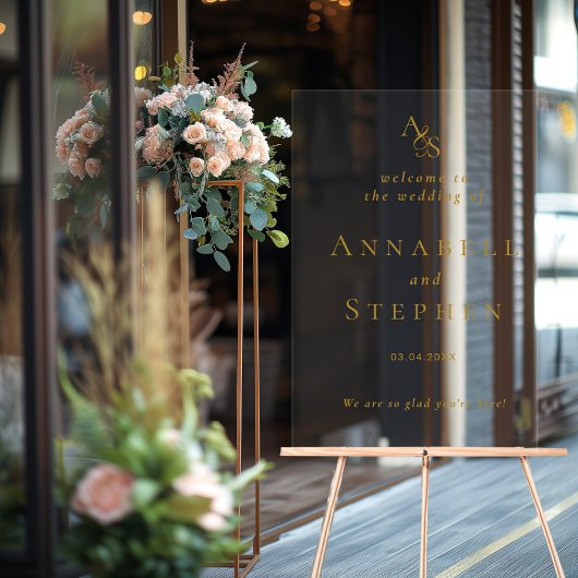 いらっしゃいませ！エレガントクラシックモノグラム アクリルサイン