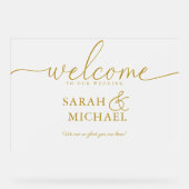 いらっしゃいませ！エレガント白、透明、結婚s アクリルサイン (正面)