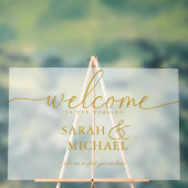 いらっしゃいませ！エレガント白、透明、結婚s アクリルサイン (ニュートラル)