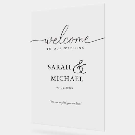 いらっしゃいませ！エレガント結婚の アクリルサイン (傾斜)