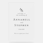 いらっしゃいませ！エレガント,クラシック，モノグラム結婚, s アクリルサイン (正面)