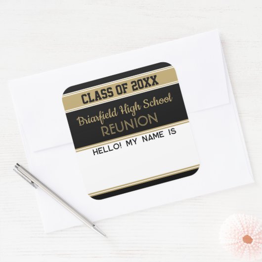 いらっしゃいませ!クラス懇親会マット名タグシール スクエアシール (封筒)