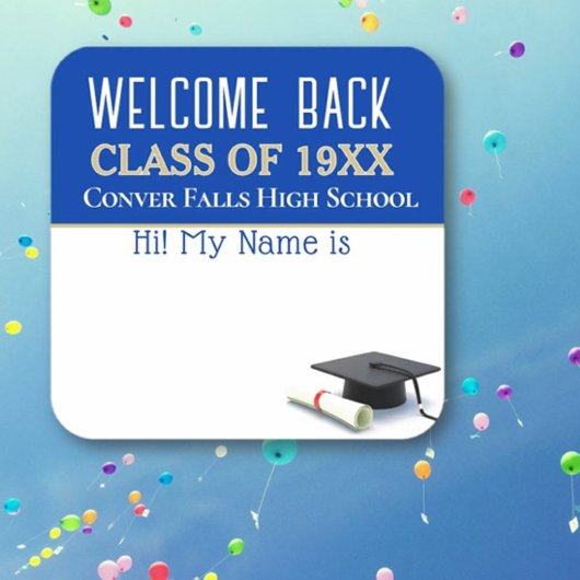 いらっしゃいませ！クラス懇親会名タグステッカー スクエアシール