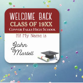 いらっしゃいませ!クラス懇親会名タグステッカー スクエアシール