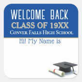 いらっしゃいませ！クラス懇親会名タグステッカー スクエアシール (正面)