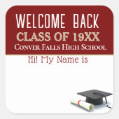 いらっしゃいませ!クラス懇親会名タグステッカー スクエアシール (正面)