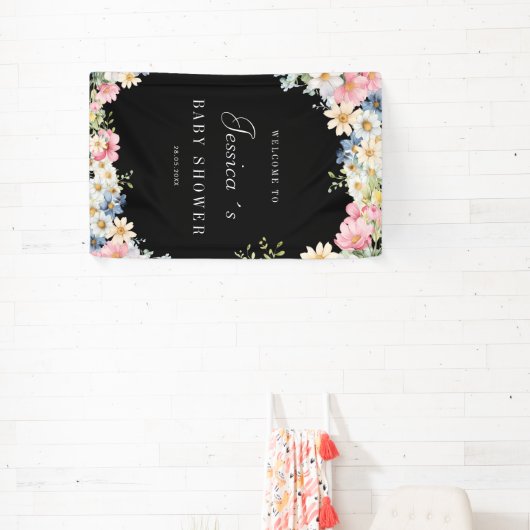 いらっしゃいませ!ワイルドフラワー、ベビーシャワー 横断幕 (インサイチュ)