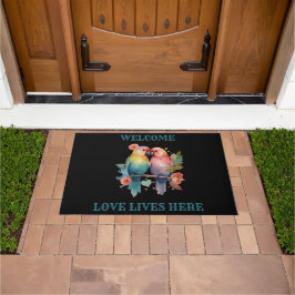 いらっしゃいませ。愛はここに住んでいる。愛の鳥 ドアマット