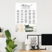 いらっしゃいませ!白いバラのアルファベットの座席表 ポスター (ホームオフィス)