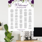 いらっしゃいませ!紫のバラアルファベットの座席表 ポスター (ホームオフィス)