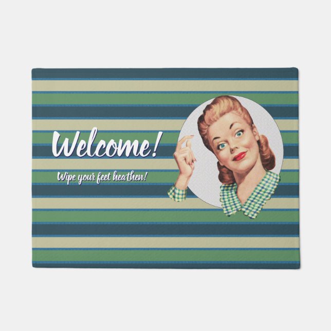 いらっしゃいませ！足を拭け！ ドアマット (正面)
