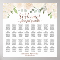 いらっしゃいませ!32テーブル淡い色の桃フローラの座席表