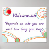 「いらっしゃい…頬おもしろい歓迎サイン ポスター (正面)