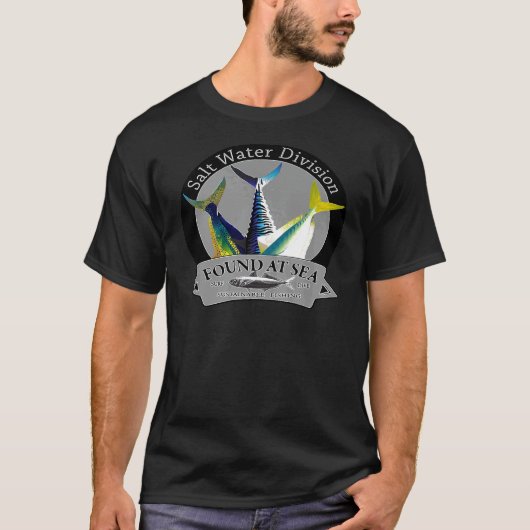 いろいろな海の魚 塩水釣りスタイル Tシャツ (正面)