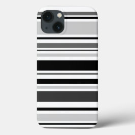 いろいろな灰色、黒い、白のストライプ iPhone 13ケース