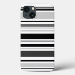 いろいろな灰色、黒い、白のストライプ iPhone 13ケース