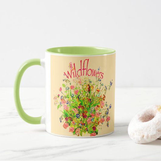 いろいろな野の花のかわいいマグカップ マグカップ (ドーナツ)