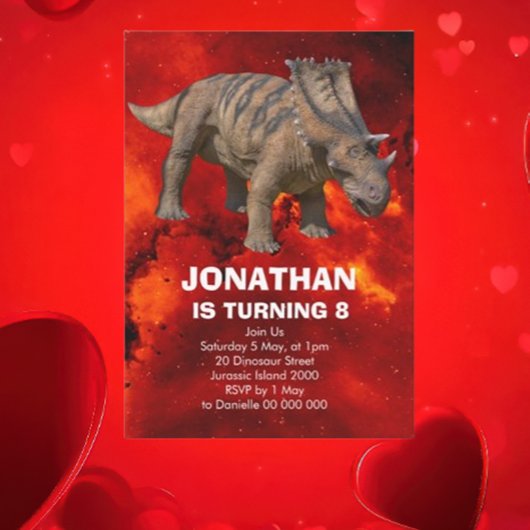 いろんな恐竜の誕生日パーティーの招待状 招待状