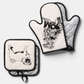 いろんな種類のパグ 鍋つかみ&鍋敷きセット (正面/裏面)