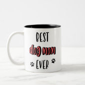 い最高のつも犬のお母さん、誕生日、母の日、犬のお母さん ツートーンマグカップ (左)