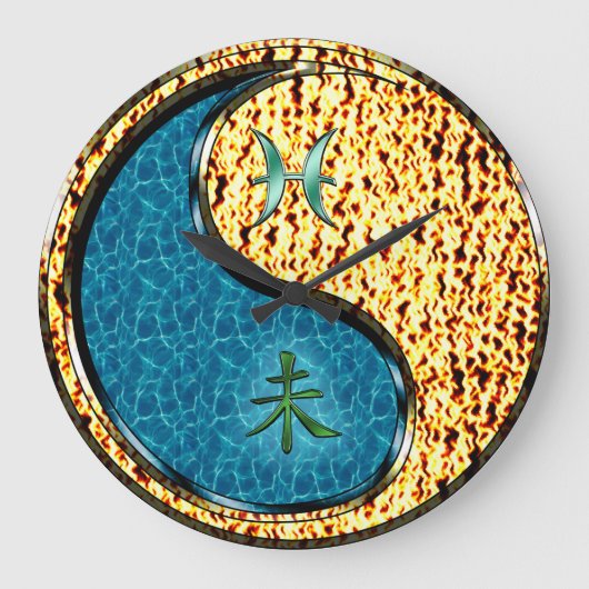 うお座とひつじの年 ラージ壁時計 (正面)