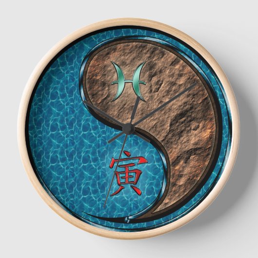うお座と土の虎 壁時計 (正面)