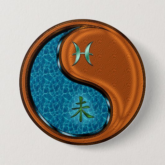 うお座と木のヤギ 缶バッジ (正面)