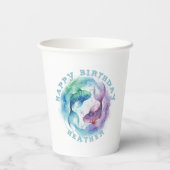 うお座のゾディアックウォーターカラーフィッシュ占星術誕生日 紙コップ (裏面)