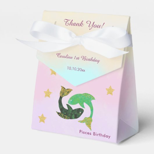 うお座の天体ウォーターカラー | 初めての誕生日 フェイバーボックス (正面サイド)