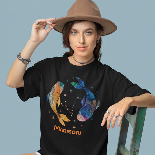 うお座の星座 占星術 水彩 星 銀河 Tシャツ
