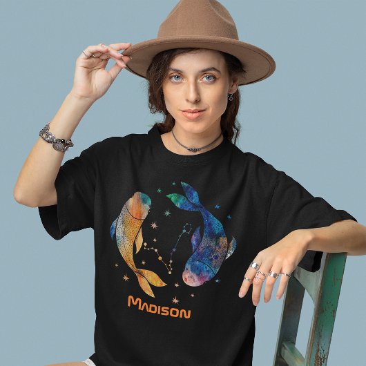 うお座の星座 占星術 水彩 星 銀河 Tシャツ