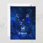 うお座の星座 青い銀河 天体デザイン ポストカード (正面/裏面)