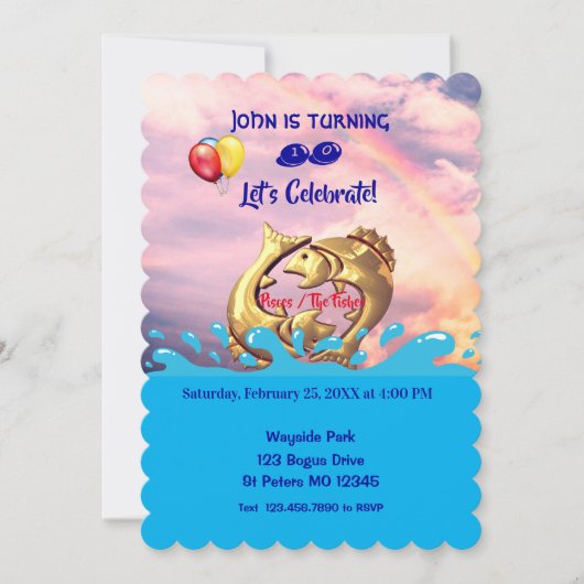 うお座の誕生日 / 2月19日 – 3月20日 招待状 (正面)