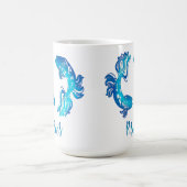 うお座の輝くライトブルーのラメの魚 コーヒーマグカップ (中央)