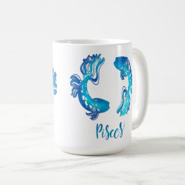うお座の輝くライトブルーのラメの魚 コーヒーマグカップ