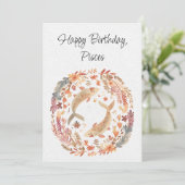 うお座の魚のボヘミアンフラワーの誕生日フラットカード (スタンド正面)