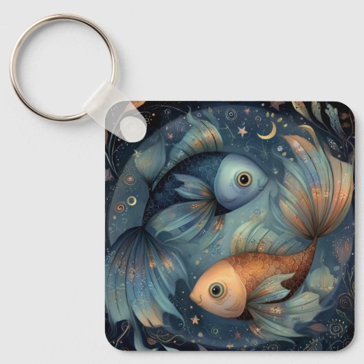 うお座の魚の星座占い 天体の誕生日 キーホルダー (正面)