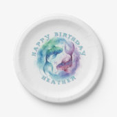 うお座 星座 水彩 魚 占星術 誕生日 ペーパープレート (正面)
