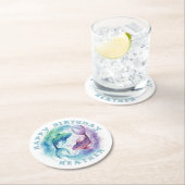 うお座 星座 水彩 魚 占星術 誕生日 ラウンドペーパーコースター (インサイチュ)