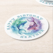 うお座 星座 水彩 魚 占星術 誕生日 ラウンドペーパーコースター (アングル)