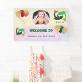 うお座 水彩 1歳の誕生日 フォトサイン 横断幕 (インサイチュ)