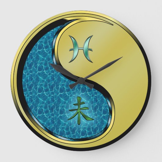 うお座+金属の未年 ラージ壁時計 (正面)