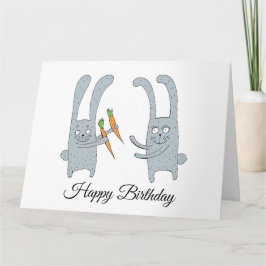 うさぎがかわいいウサギに誕生日のプレゼントとしてキャベツをあげる カード
