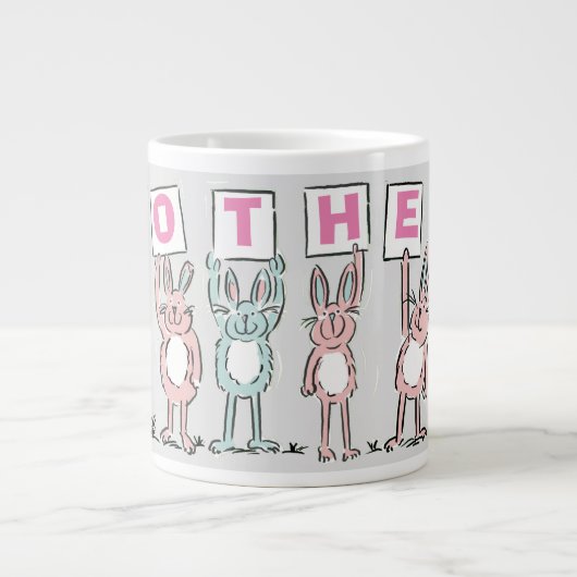 うさぎがついた母親への贈り物 ジャンボコーヒーマグカップ (正面)