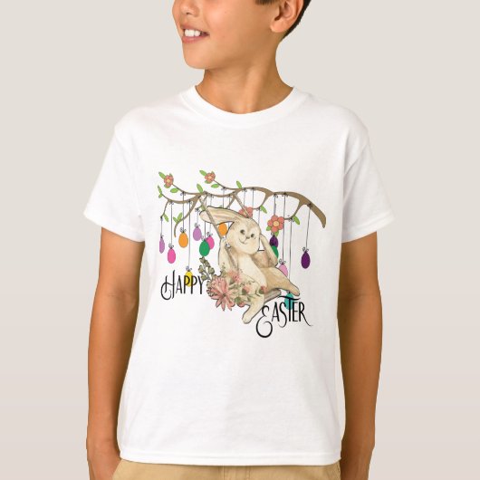 うさぎがイースターを祝う Tシャツ (正面)