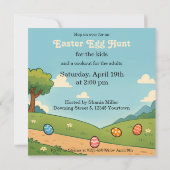 うさぎが卵を盗む | 楽しいイースターエッグハント 招待状 (裏面)