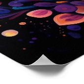 うさぎが座って花とハート ポスター (角)