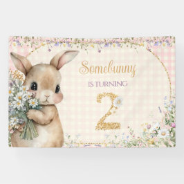 うさぎが2歳の誕生日パーティーバナー 横断幕