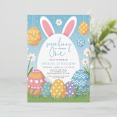 うさぎさんお誕生日おめでとう イースター 春 1歳の誕生日 招待状 (スタンド正面)